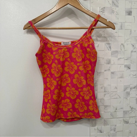 Frankie’s Bikinis Courtney Terry Scoop Tank Size S Hibiscus Honey - Picture 6 of 9